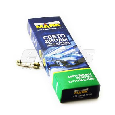 Лампа светодиодная "Маяк" 12V T11 (SV8,5-36) [4SMD 3528] GREEN 16Lm — основное фото